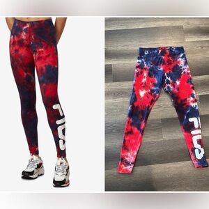 Red, White, and Blue Laila Tie Dye FILA leggings